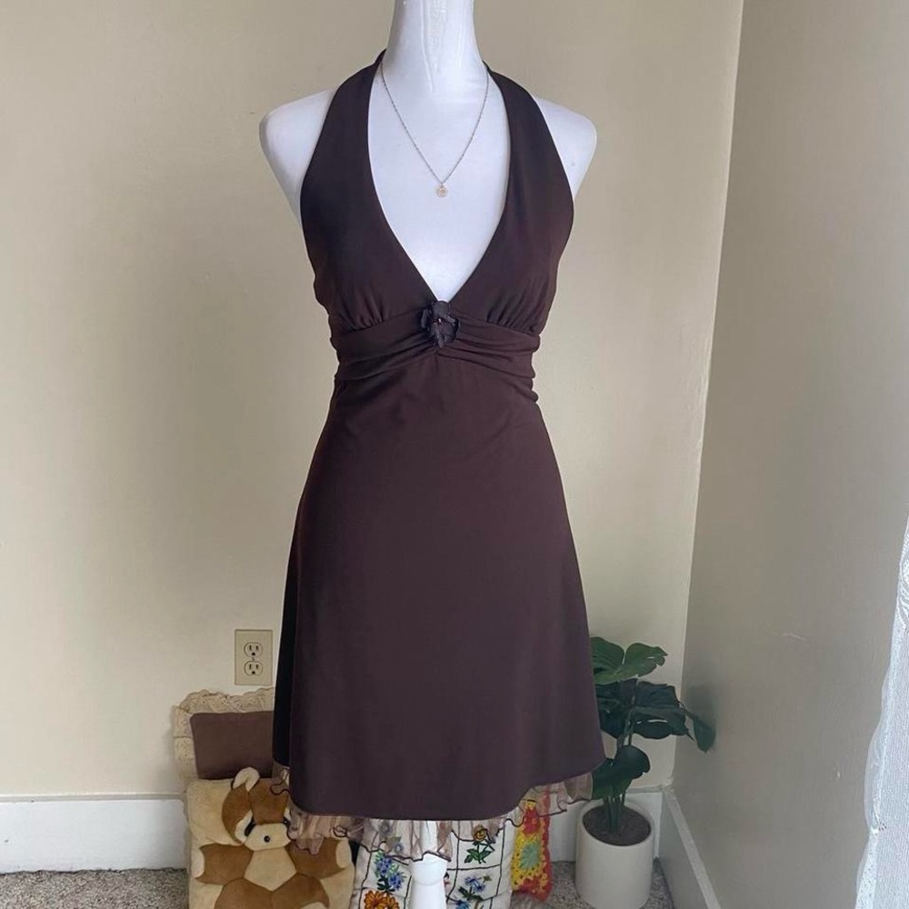SOLD SOLD SOLDVintage brown halter midi dressSOLD SOLD SOLD - Picture 5 of 8